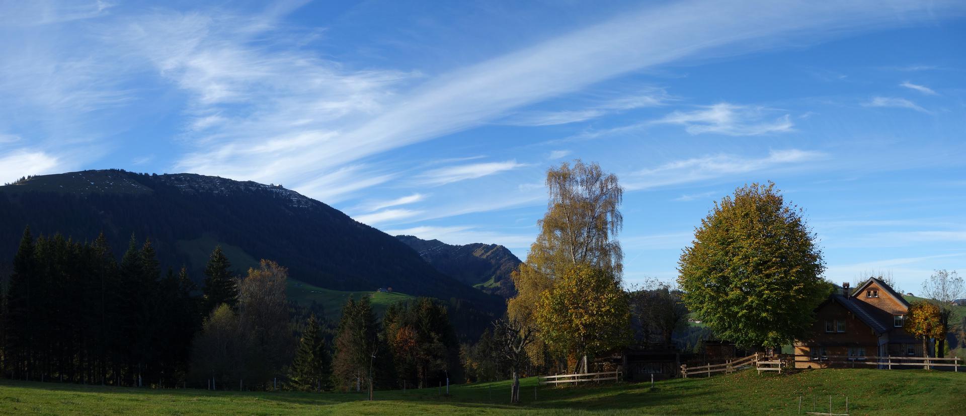 Blick auf Säntis mit Herbstlaub