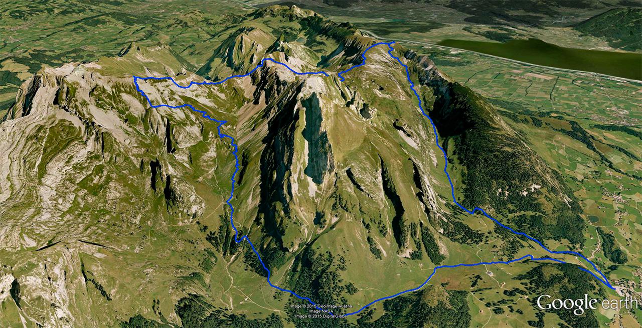 Wegstrecke Lisengrat Zwinglipass Mutschen