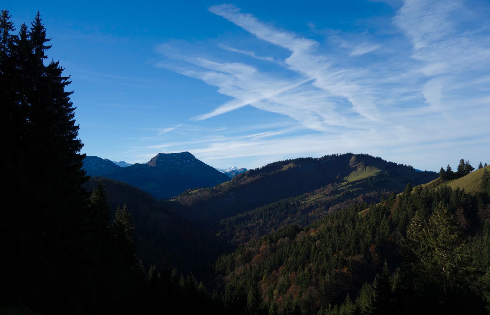 Bewaldetes Tal im Herbst