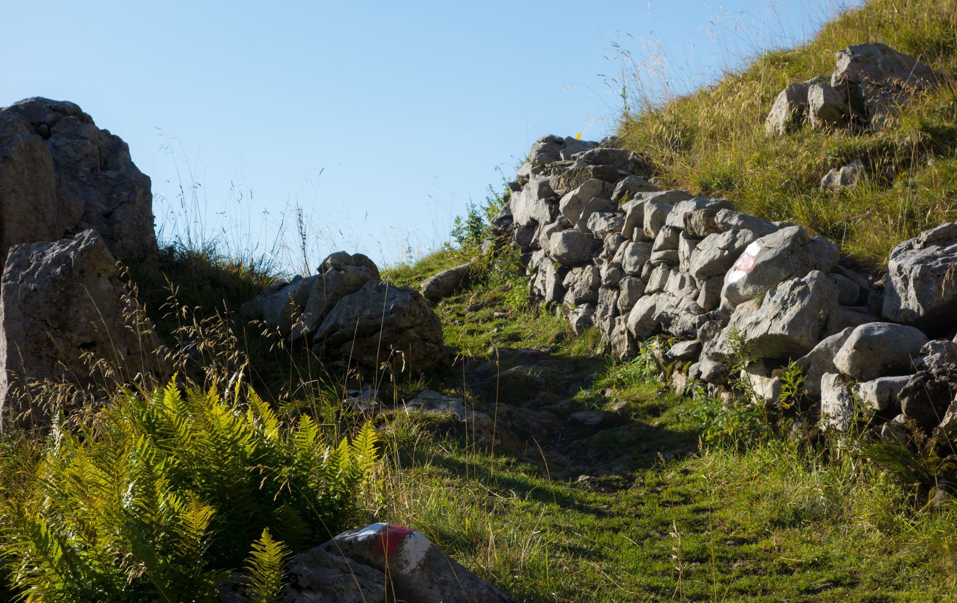 Wanderweg mit Mauer