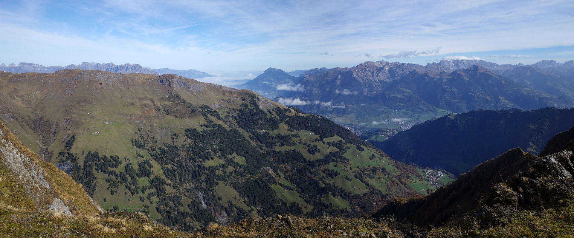 Blick zum Skigebiet Pizol