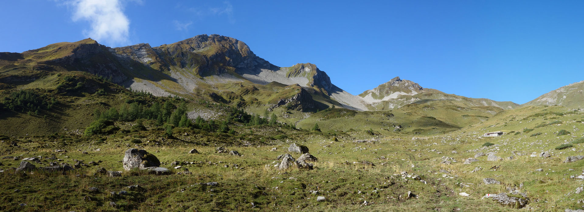 Wandern über Alpwiesen