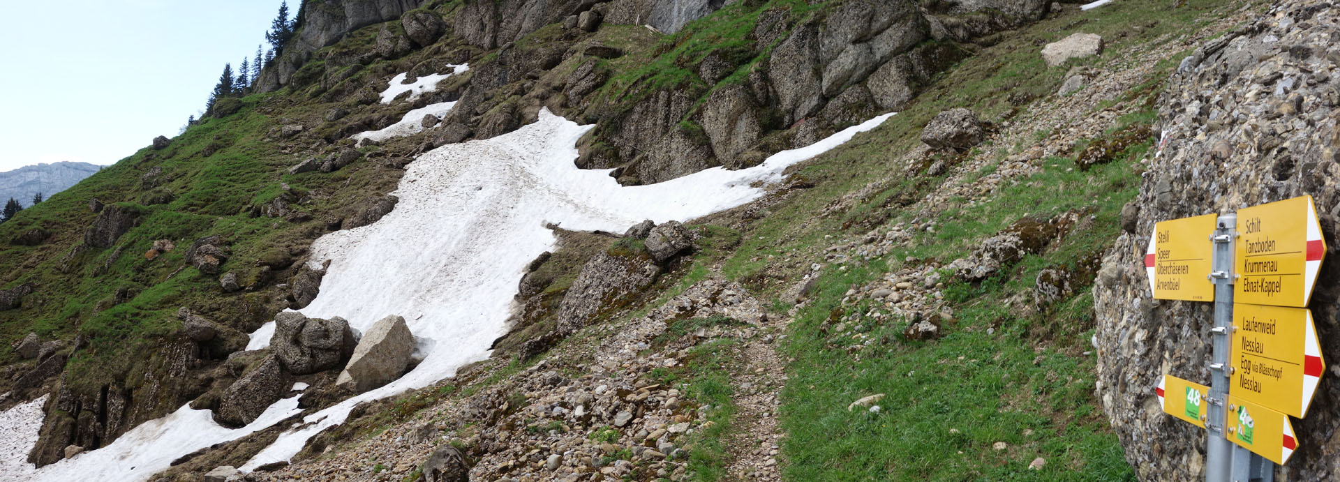 Weg über Schneefeld